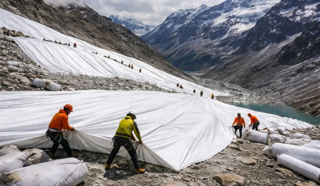 China cubre sus glaciares con mantas gigantes para frenar el deshielo: ¿solución real o solo un parche?