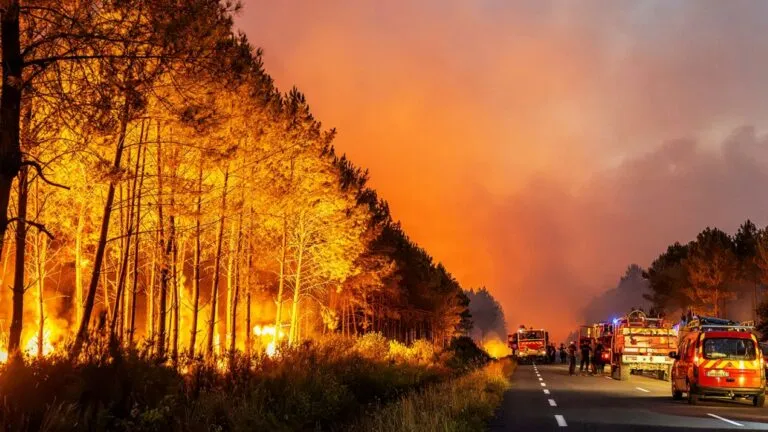 Incendios forestales obligan a evacuaciones masivas en Francia y España durante una intensa ola de calor.