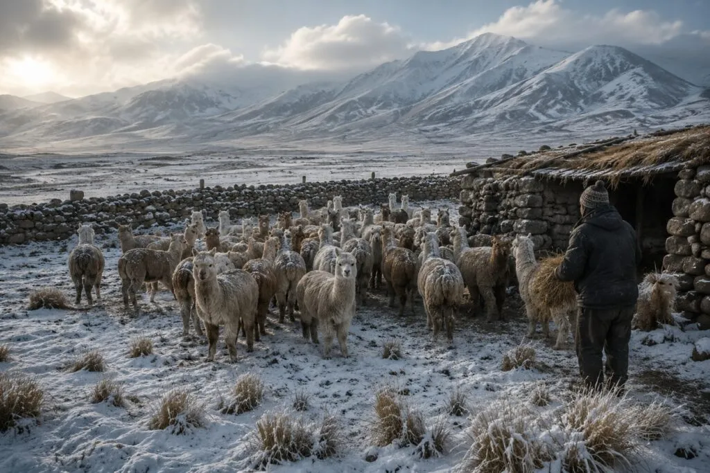 Bajas temperaturas afectan al ganado altoandino de Perú ante nevadas y menor disponibilidad de pastos